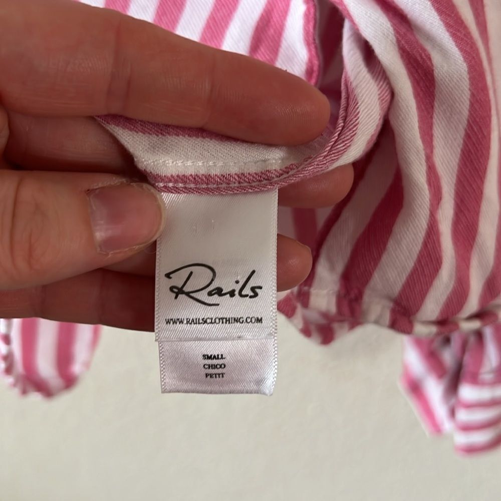 Rails V-Neck Button Down Stripped Top Size Small - image 4